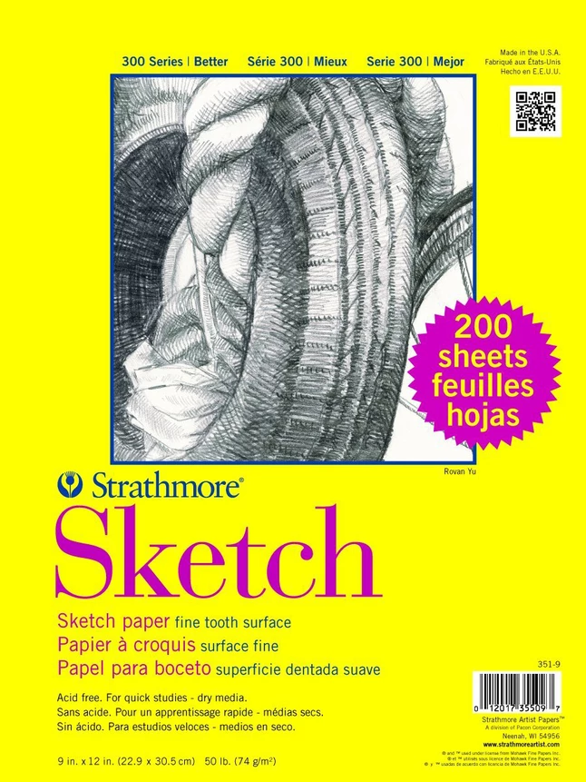 Hot Sale 🌟 Strathmore 300 Series Sketch Paper, 9 X 12 Inches, 50 Lb, 200 Sheets 👏 3 Hot Sale 🌟 Strathmore 300 Series Sketch Paper, 9 X 12 Inches, 50 Lb, 200 Sheets 👏