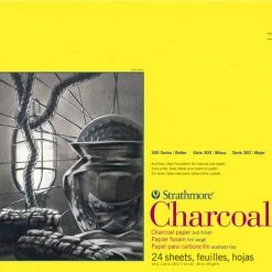 Outlet ⭐ Strathmore 300 Series Charcoal Paper Pad, 18 X 24 Inches, Natural White, 24 Sheets ❤️
